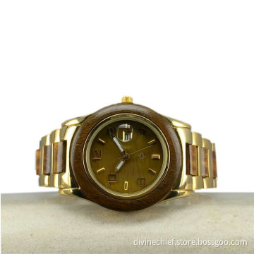 2015 Newest Style Exclusive Custom Watch Wood & Stainless Steel Lady Wrist Watch